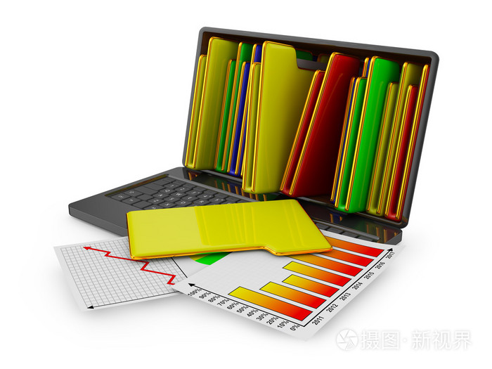 笔记本电脑与文件夹