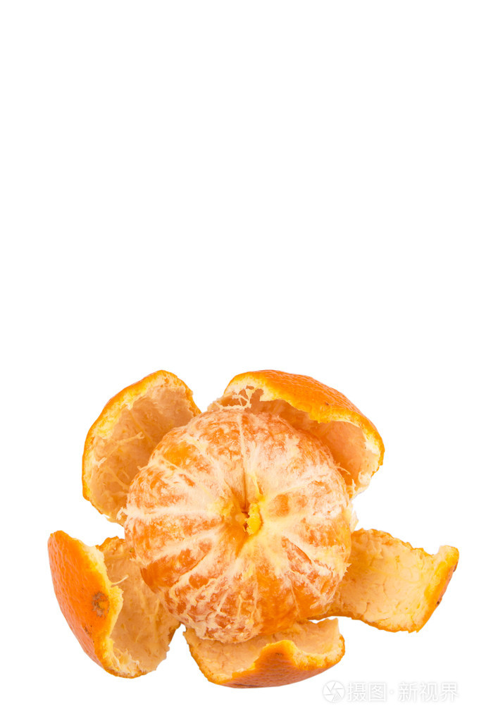 白色背景去皮柑桔果