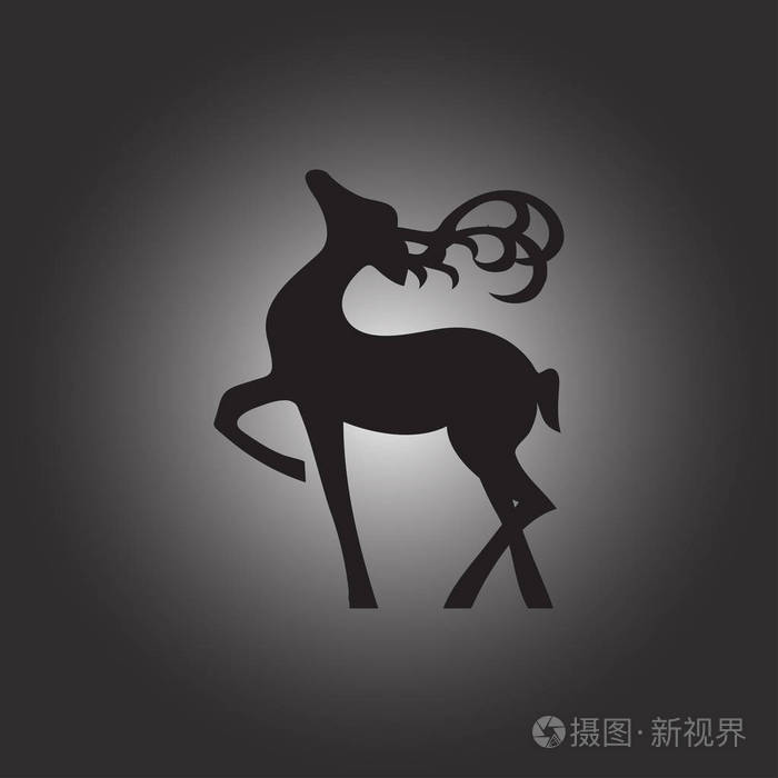 站在背景上的鹿剪影.矢量图插画-正版商用图片0084k0-摄图新视界