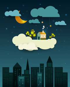 晚上纸房子图片