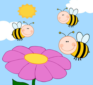 蜜蜂在花飞