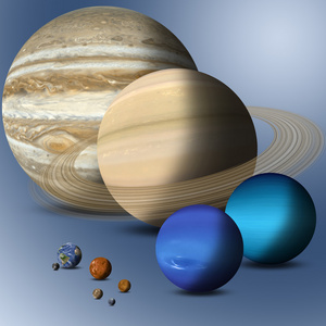 行星的太阳系全尺寸比较