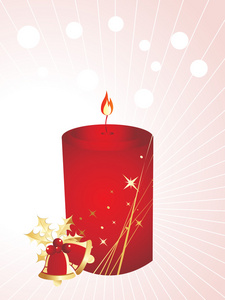 圣诞风格化的蜡烛与响铃，矢量