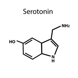 血清素是一种激素。化学公式。对孤立背景矢量图