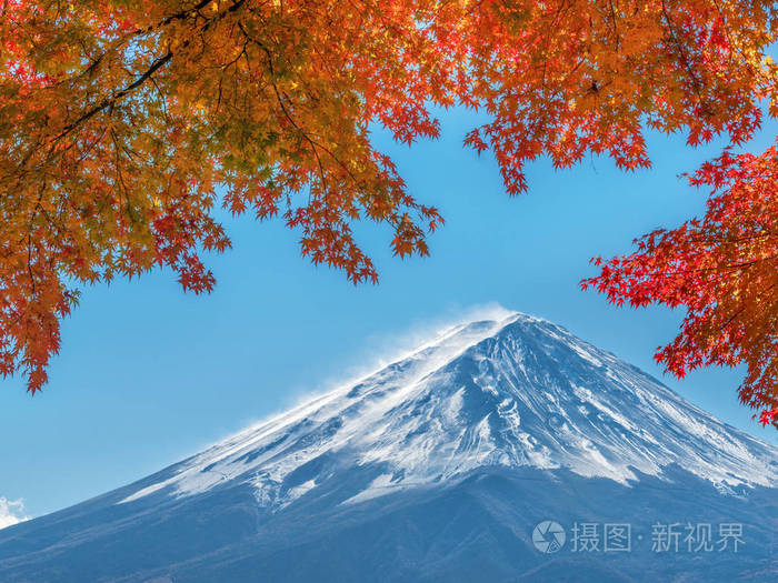 秋天的颜色日本的富士山
