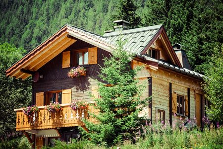 传统的乡间小屋里坐以待毙阿尔卑斯山