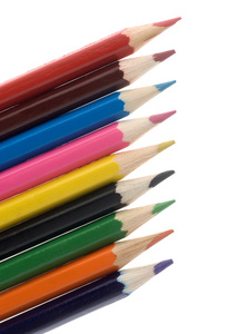 彩色铅笔的各种特写