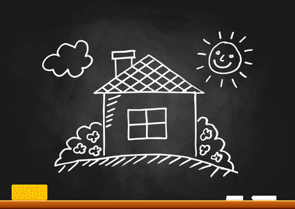 在黑板上画的房子图片