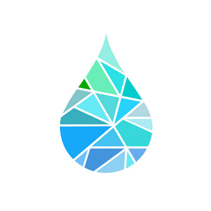 抽象的蓝色闪亮滴的水背景 创意概念 马赛克滴水 图标 符号 标志照片