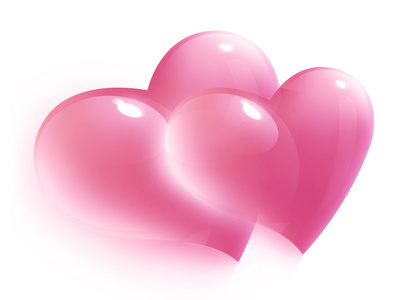 两颗粉红色的心代表情人节