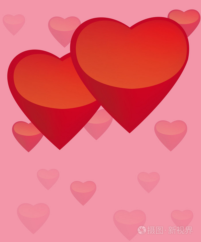粉红色背景上的两颗心
