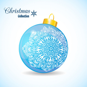 孤立在白色背景上的插图蓝色圣诞球