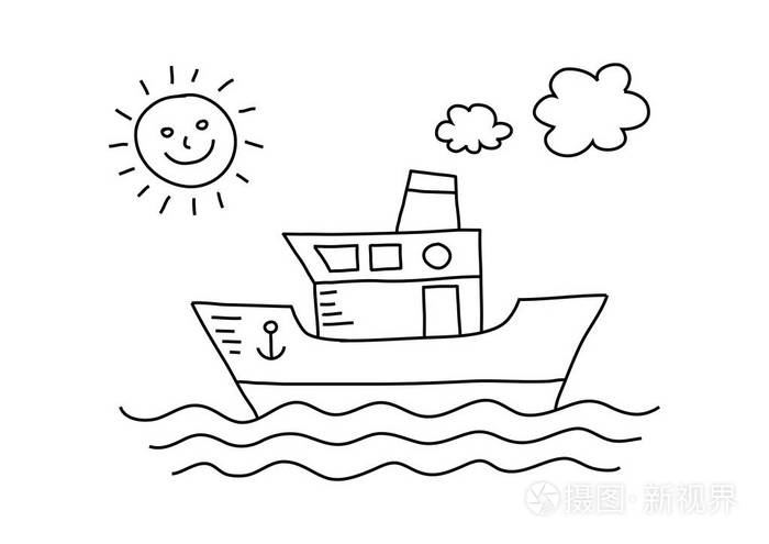 客轮在白色背景上插画-正版商用图片00b5lo-摄图新视界