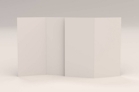 空白的白色两折小册子样机在白色背景上