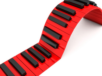 3d 红色和黑色钢琴键