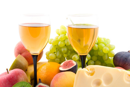 葡萄酒奶酪和水果