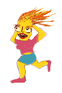 建材疯抢会运行绘图的疯女人照片