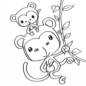 猴子简笔画妈妈宝宝图片