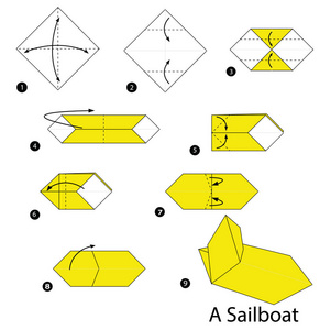 一步一步的说明如何使折纸帆船