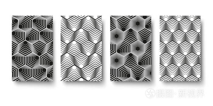 矢量现代几何图案六角抽象的几何背景时尚的打印单色复古纹理时髦时尚