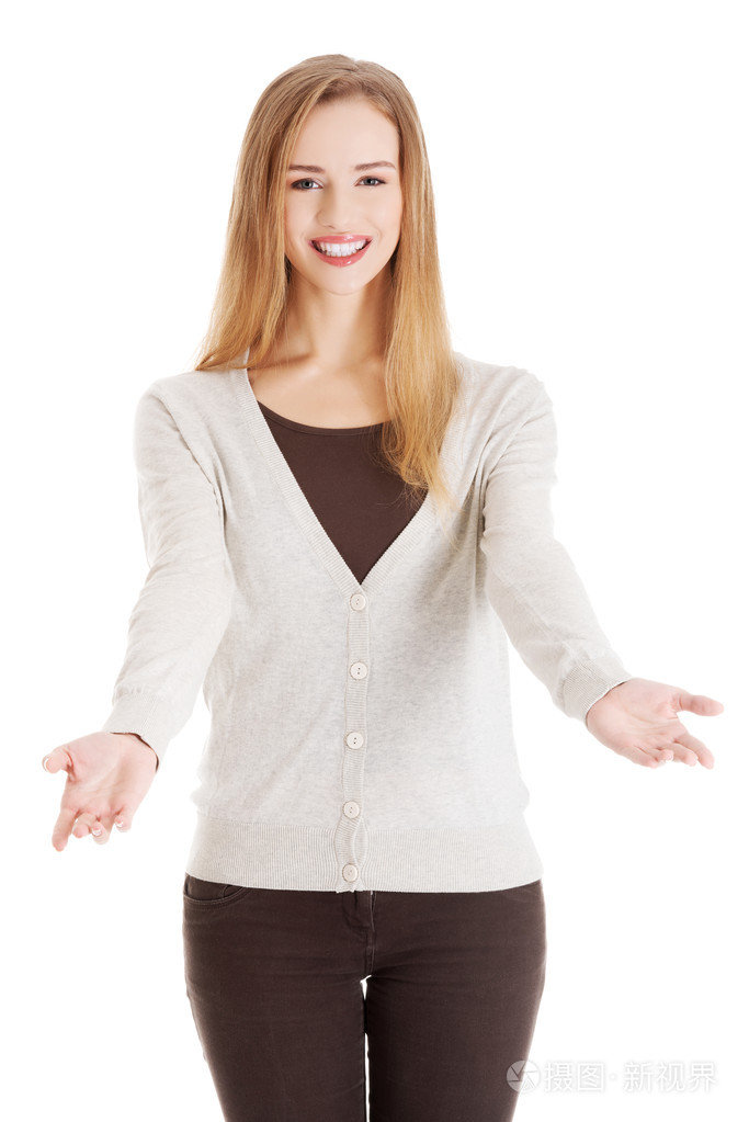 伸开双手手势的女人