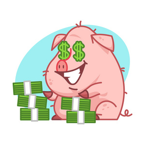 很多猪都在吃猪肉奶孤立的表情符号卡通猪哭了很多眼泪养猪养殖母猪