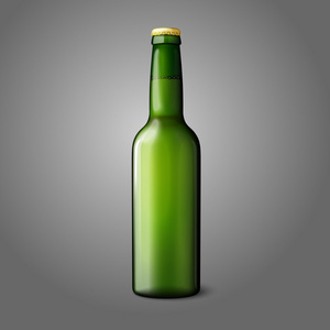 空白的绿色现实啤酒瓶灰色背景与地方为你设计一个孤立和品牌。矢量