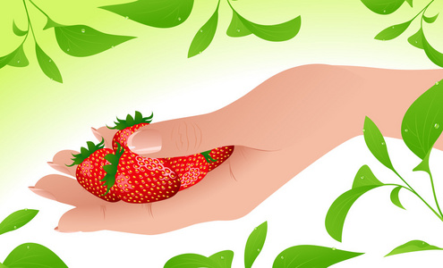 手里拿着草莓