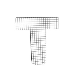 3d 像素化大写字母 T.矢量轮廓图