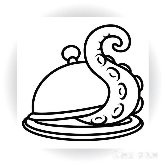 触手突出从盘子带盖插画-正版商用图片00cr3m-摄图新视界