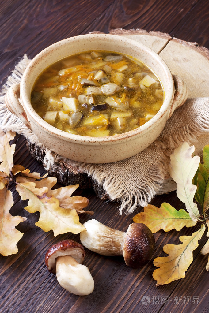 一杯新鲜的蘑菇汤照片-正版商用图片00d3yt-摄图新视界