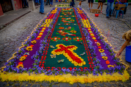 在危地马拉安提瓜的复活节地毯图片