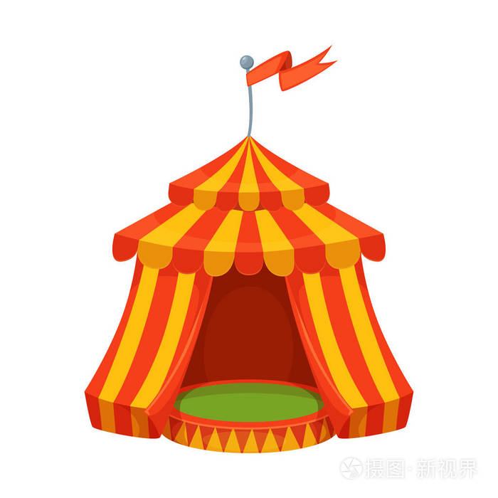 姹紫嫣红的卡通马戏团帐篷插图.矢量设计