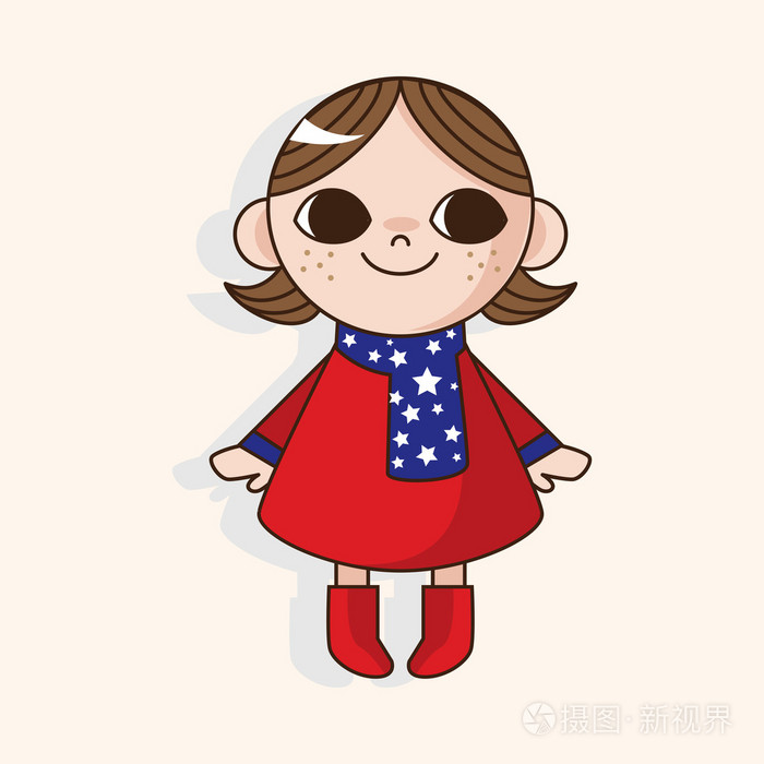淑女的女孩卡通主题元素