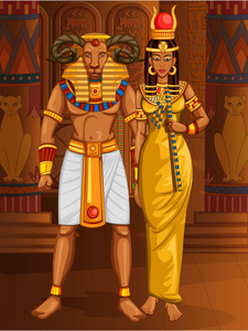 法老的公主埃及 civiliziation 国王法老 khnum god 与女王对埃及宫殿
