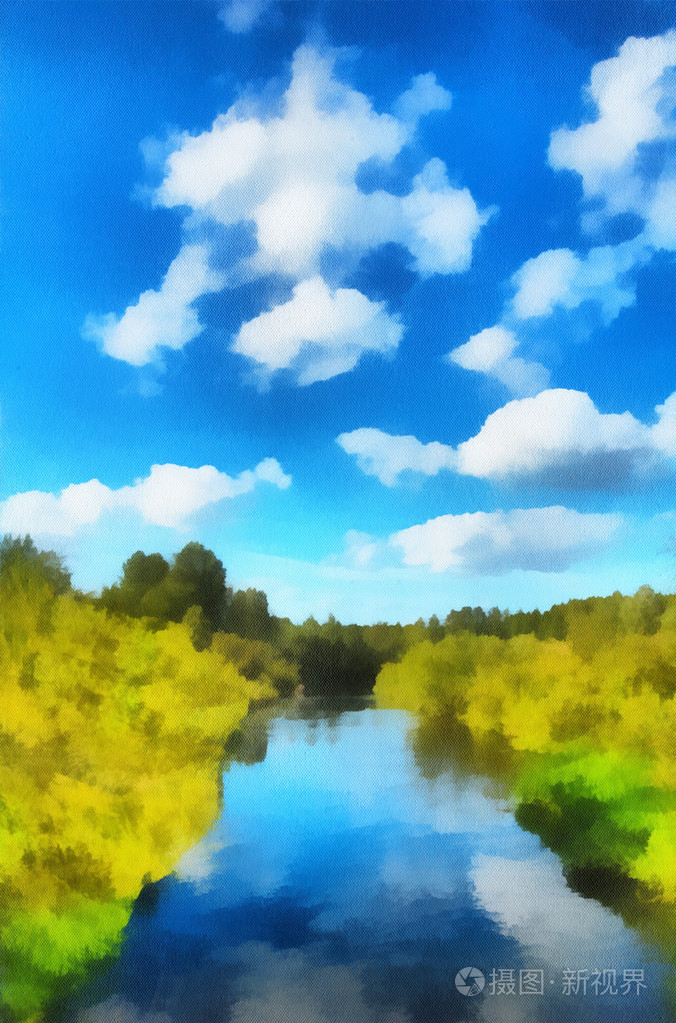 河流和s的插图景观