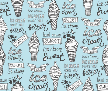 手绘涂鸦冰淇淋插图。冰激淋是总是一个好主意