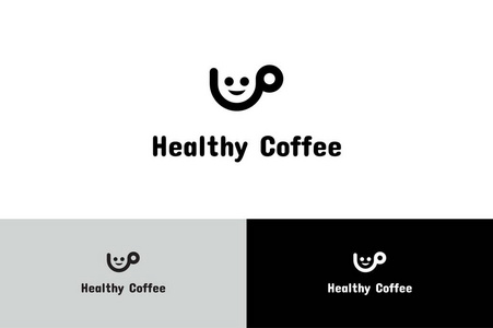 健康咖啡与字符标志图