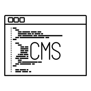 与脚本代码 cms 的编程窗口的单色剪影