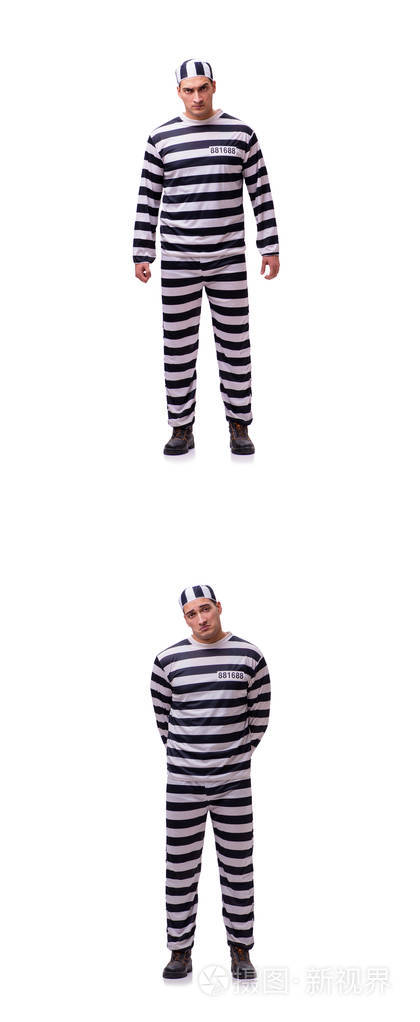 白色背景上孤立的人囚犯