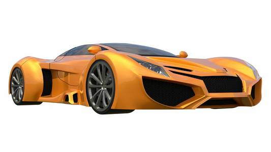 概念的橙色赛车。3d 图