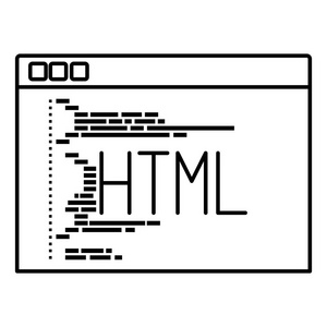 与脚本代码 html 编程窗口的单色剪影