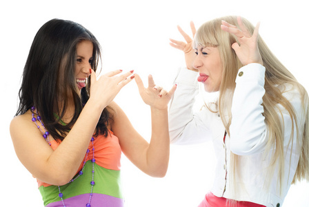 朋友吵架和做鬼脸照片