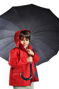 非常可爱的孩子与伞 隔离图片