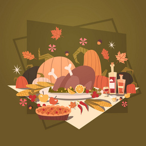 传统的感恩节快乐秋天收获假日贺卡