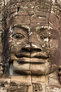 巴戎寺的石头脸的特写