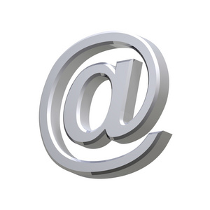 银电子邮件标志隔离白色