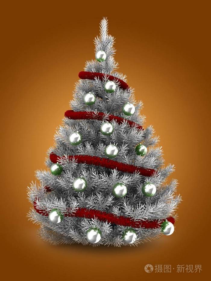 三维图的银色圣诞树