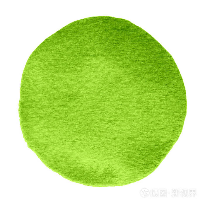 绿色，三叶草水彩圆圈。水彩染色在白色背景上