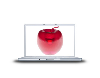 3D红色玻璃苹果笔记本电脑
